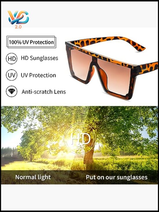 3 Pack Oversized Square Sunglasses Thick Frame Big UV400 Protection Large Flat main image 5